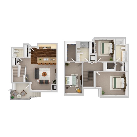 Floor plan for 3 beds, 2.5 baths, 1676 sqft